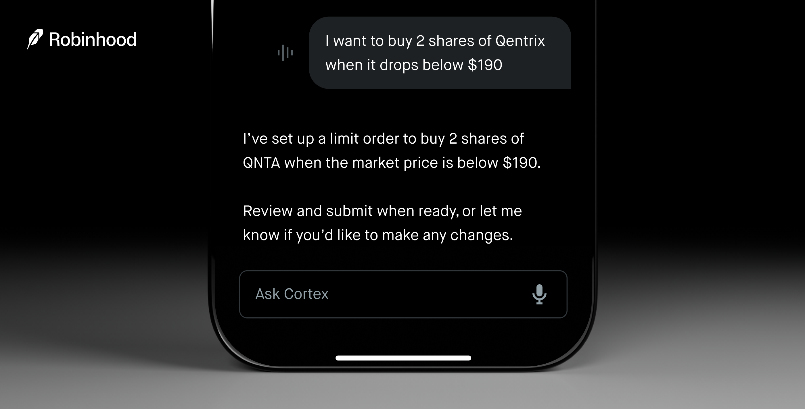 Robinhood Cortex 根据自然语言生成预填订单