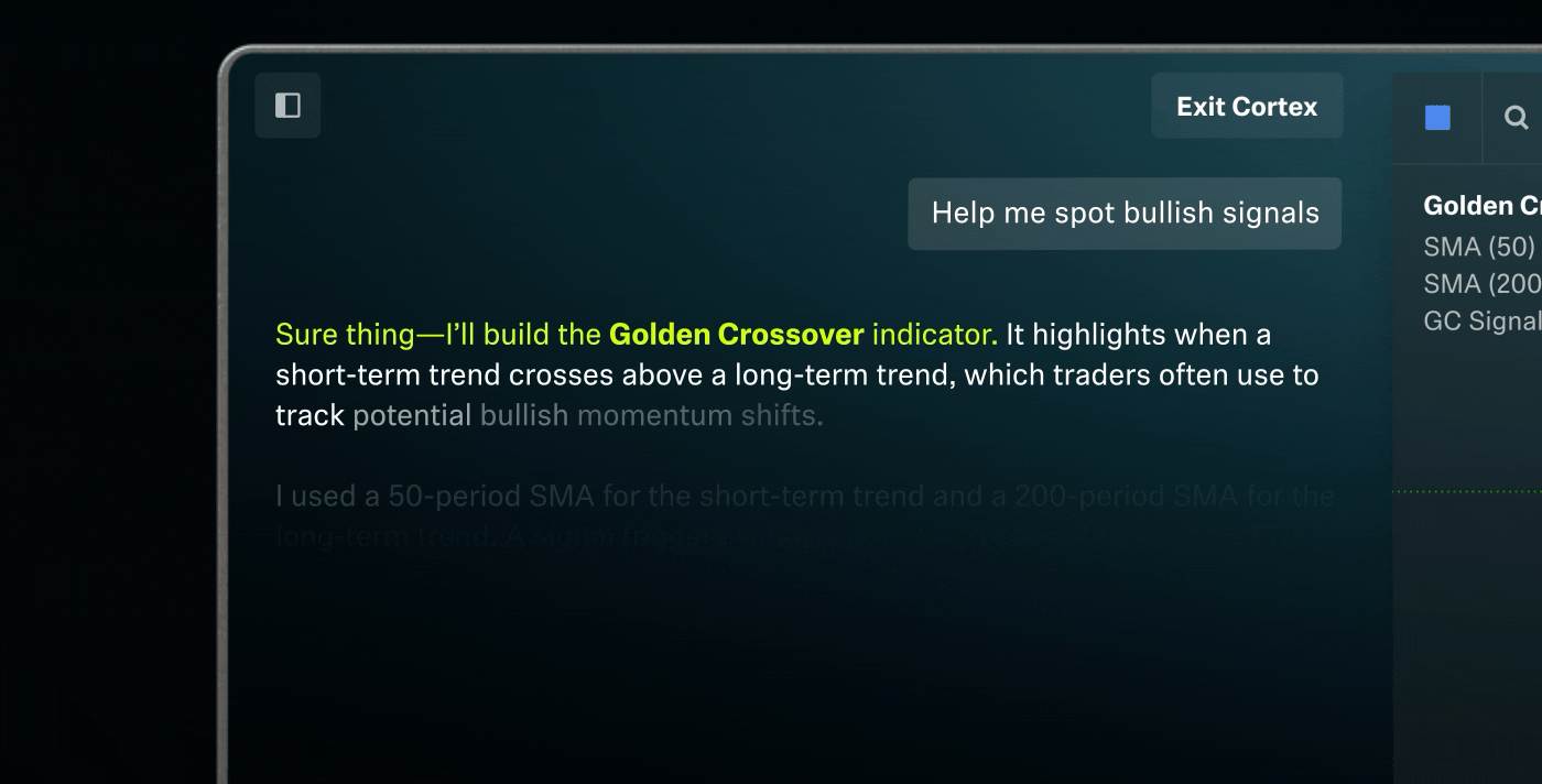 Robinhood Cortex 根据自然语言生成 Golden Crossover 自定义指标